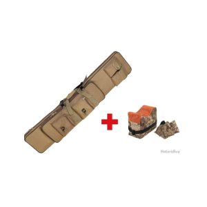 118 cm TAN våpentransportveske + skyteveske foran og bak – Gratis rask levering